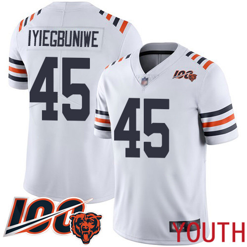 Chicago Bears Limited White Youth Joel Iyiegbuniwe Jersey NFL Football #45 100th Season